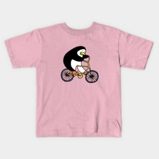 Penguin on a bike - cute bird by Cecca Designs Kids T-Shirt